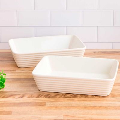 Conjunto Travessa Refratario de Porcelana Branco 20cm 25,5cm
