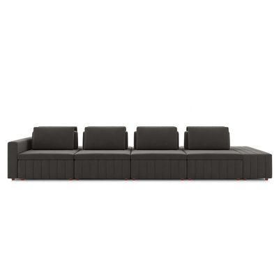 Sofá Ilha com Encosto e Almofadas Móveis Olimpo 465cm Modulado Veludo Grafite G45 - Gran Belo