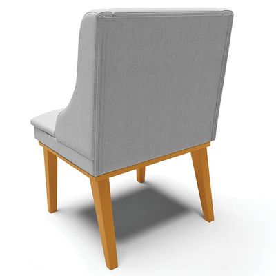 Kit 6 Cadeiras Decorativas Sala de Jantar Base Fixa de Madeira Firenze Linho Cinza/Castanho G19 - Gran Belo