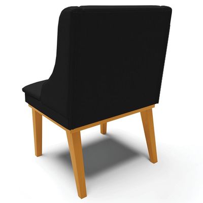 Kit 3 Cadeiras Decorativas Sala de Jantar Base Fixa de Madeira Firenze Linho Preto/Castanho G19 - Gran Belo