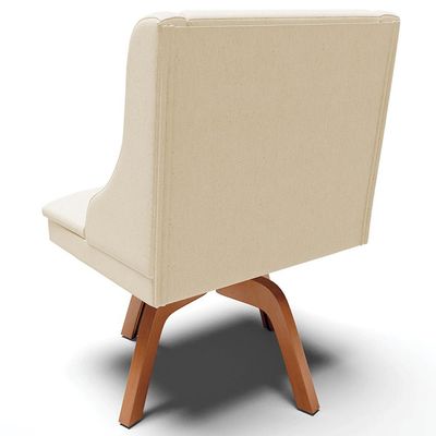 Cadeira Decorativa Sala de Jantar Base Giratória de Madeira Firenze Linho Bege/Natural G19 - Gran Belo