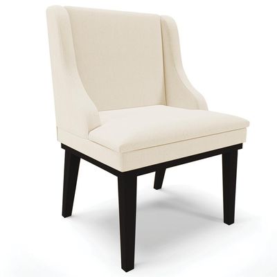Cadeira Decorativa Sala de Jantar Base Fixa de Madeira Firenze Linho Bege/Preto G19 - Gran Belo