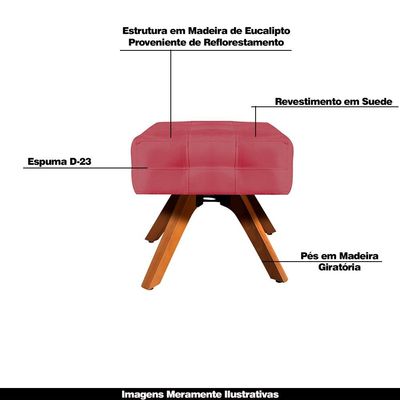 Puff Decorativo Base Giratória Karen Suede Rosê - Gran Belo
