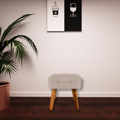 Puff Decorativo Pés Palito Karen Suede Bege - Gran Belo