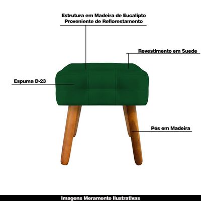 Puff Decorativo Pés Palito Karen Suede Verde - Gran Belo