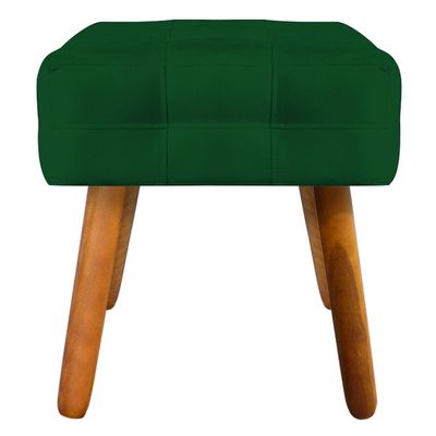 Puff Decorativo Pés Palito Karen Suede Verde - Gran Belo