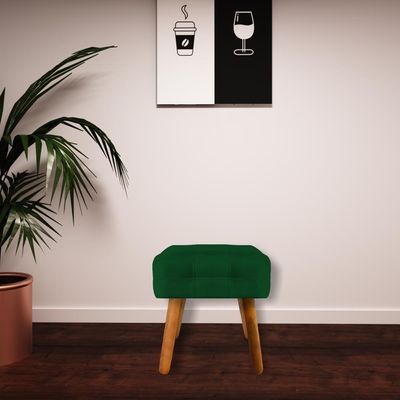 Puff Decorativo Pés Palito Karen Suede Verde - Gran Belo