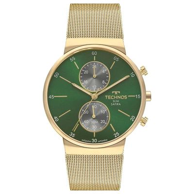 Relógio Technos Masculino Ref: Vd36aa/1v Dual Time Slim Dourado