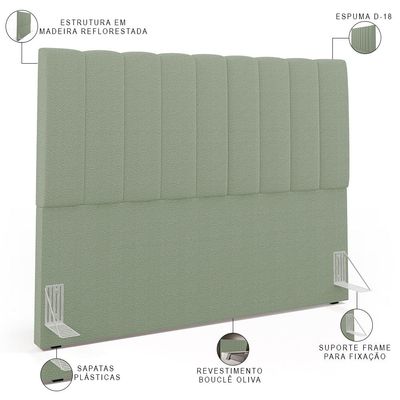 Cabeceira Cama Box Casal King 195 cm Dália W01 Bouclê Oliva - Lyam Decor