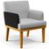 Kit 02 Poltronas Decorativas Para Sala de Estar Beatriz W01 Linho Cinza Couríssimo Preto - Lyam Decor