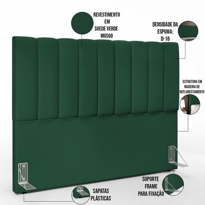 Cabeceira Cama Box Casal Queen 160 cm Dália W01 Suede Verde Musgo - Lyam Decor