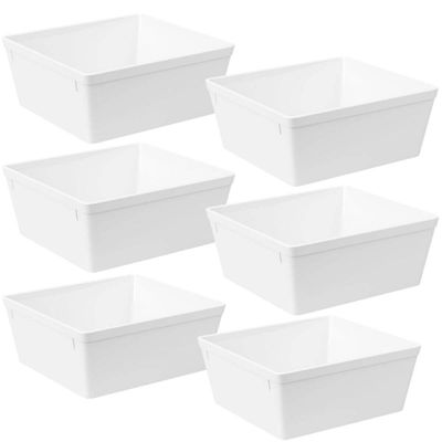 Jogo 6 Travessas Saladeiras Retangular Servir 1,4L Plástico Branco Coza Uno Restaurante Lanchonete