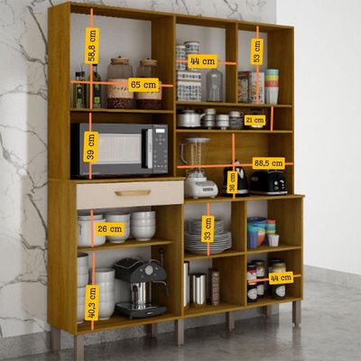 Armário De Cozinha âmbar 8 Portas 1 Gaveta Mobilihouse Cinamomo/off White