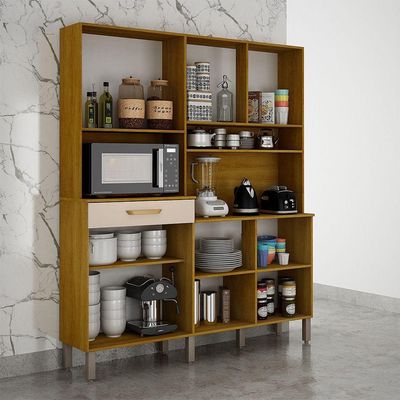 Armário De Cozinha âmbar 8 Portas 1 Gaveta Mobilihouse Cinamomo/off White