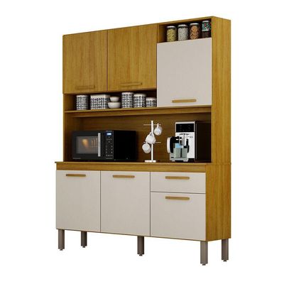 Armário Cozinha Naya 6 Pts 1gvt Nicho Decorativo Mobilihouse Off White Acetinado/cinamomo