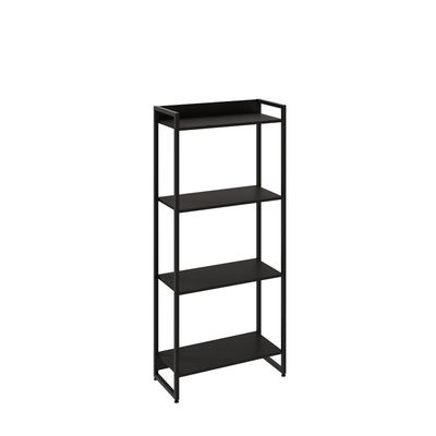 Kit Escritório Estante Areta 4 Prateleiras com Mesa Industrial Aspen 120cm C01 Onix - Lyam Decor