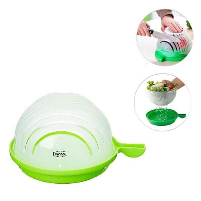 Tigela Secador Cortador Salada Frutas Legumes 2 Em 1 Pote Escorredor Bowl Corta Facil