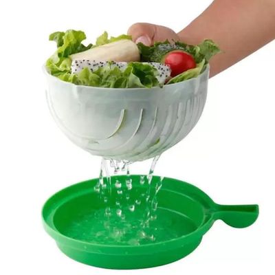 Tigela Secador Cortador Salada Frutas Legumes 2 Em 1 Pote Escorredor Bowl Corta Facil