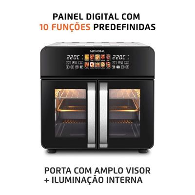 Air Fryer Forno 25L French Door Mondial Preto/inox 2000W AFDO-25L-FD 110V
