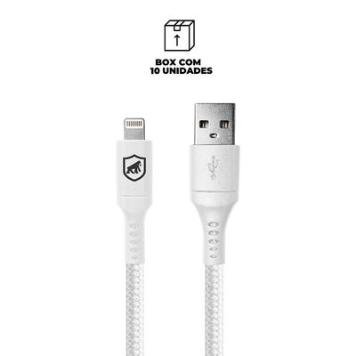 Cabo Lightning / USB-A - Survivor - Branco - 1,5M  no Atacado - Caixa Fechada 10 Unidades - Gshield