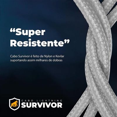 Cabo Lightning / USB-A - Survivor - Branco - 1,5M  no Atacado - Caixa Fechada 10 Unidades - Gshield