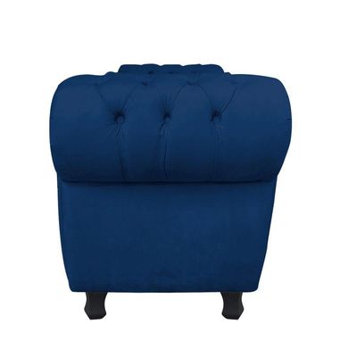 Recamier com Baú Grécia Suede Azul Marinho