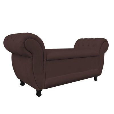 Recamier com Baú Grécia 195cm Suede Marrom
