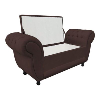 Recamier com Baú Grécia 195cm Suede Marrom