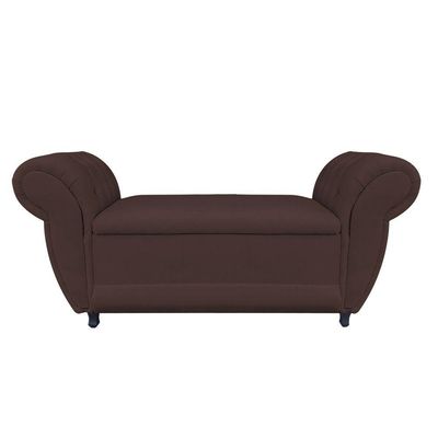 Recamier com Baú Grécia 195cm Suede Marrom