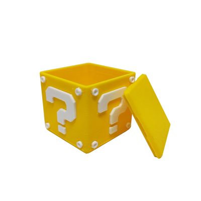 Cubo Interrogação Porta Objetos c/ Tampa 5 cm 3D Mario Gamer Mesa Escritório Geek