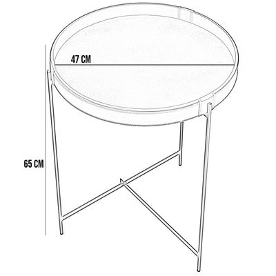 Mesa De Canto Lateral Decorativa Industrial Sala de Estar 47 cm Sintético Preto P06 Daisy - Lyam