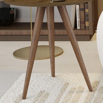 Conjunto 2 Mesas Retrô Natália - Pés Palito Lateral Apoio Mdf Mdp Madeirado - J3 Móveis