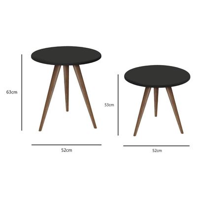 Conjunto Mesa 2 Mesas Laterais Isa - Mdf Pés De Madeira Pintura Uv Isa - J3 Móveis