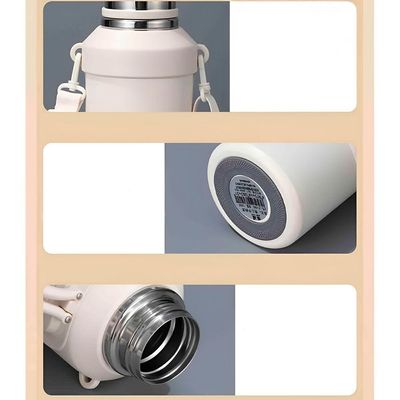 Garrafa Térmica Inox Com Alça Academia Passeio Viagem Branco
