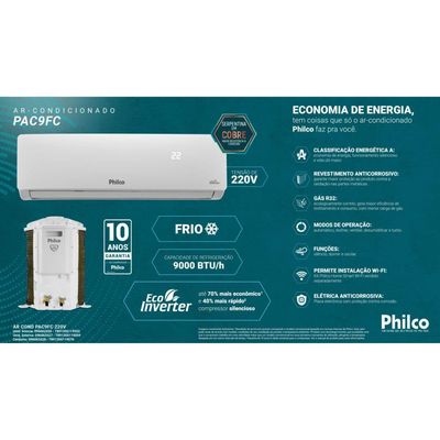 Ar Condicionado Split Philco Hi Wall Inverter Btus/h Frio PAC9FC 220V