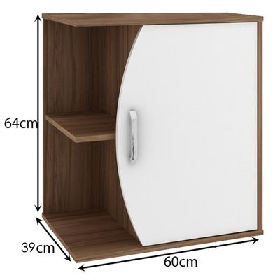 Armário Balcão Gabinete Para Banheiro Com 01 Porta 60 cm Duna B06 Branco Nogal - Lyam Decor