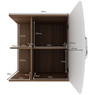 Armário Balcão Gabinete Para Banheiro Com 01 Porta 60 cm Duna B06 Branco Nogal - Lyam Decor