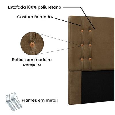 Cabeceira Gênova para Cama Box Casal 140cm Suede Caramelo