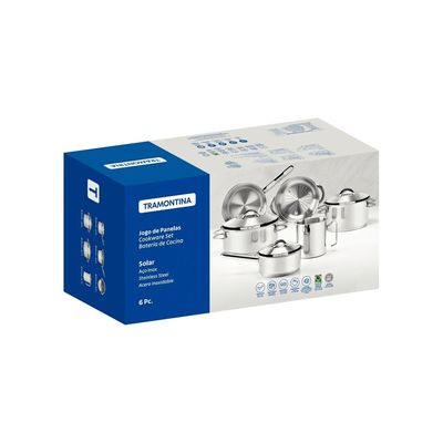 Jogo Panelas Tramontina Solar Inox 6 Peças Fundo Triplo