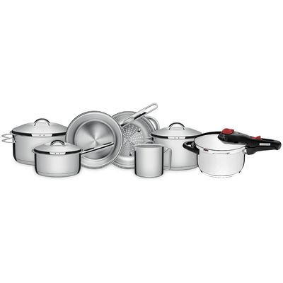 Jogo Panelas Tramontina Solar Inox 7 Peças Fundo Triplo