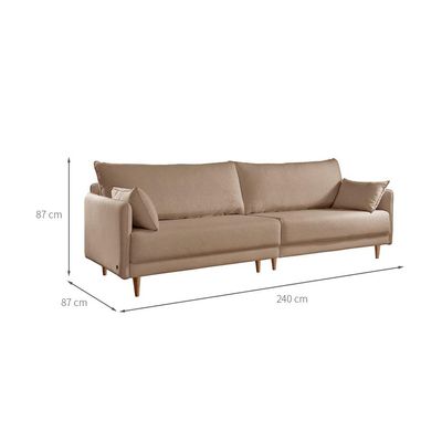 Sofá 3 Lugares Bipartido Vittro Linho Bege 240 cm
