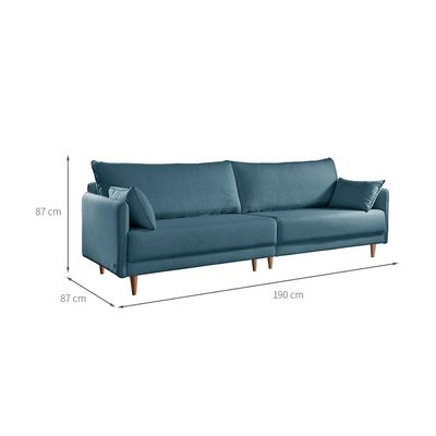 Sofá 3 Lugares Vittro Linho Azul 190 cm