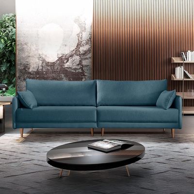 Sofá 3 Lugares Bipartido Vittro Linho Azul 220 cm