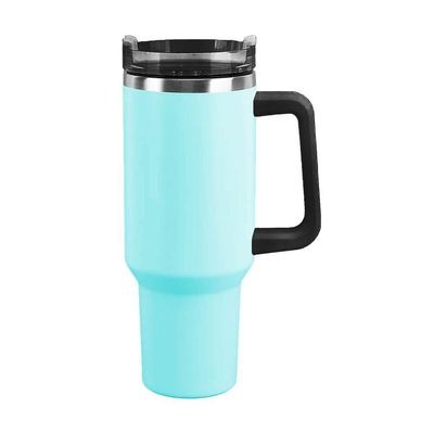 Copo Térmico Aço Inox 1200ml Caneca Com Alça Canudo água Gelada Quente Azul