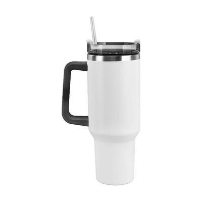 Copo Térmico Aço Inox 1200ml Caneca Com Alça Canudo água Gelada Quente Branco