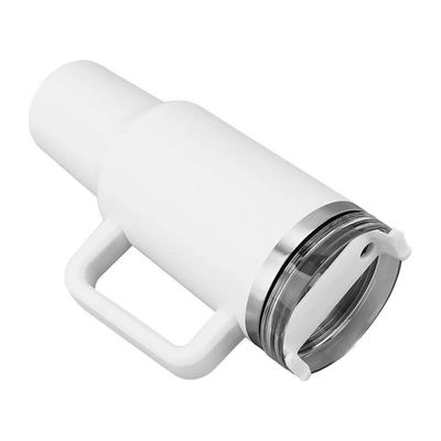 Copo Térmico Aço Inox 1200ml Caneca Com Alça Canudo água Gelada Quente Branco
