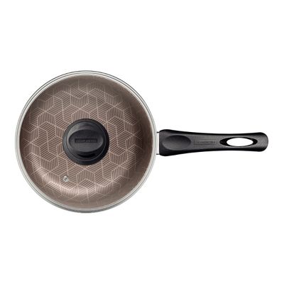 Panela Tramontina Paris Antiaderente Com Tampa de Vidro 18 cm 2,1 L Vermelho