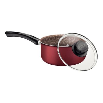 Panela Tramontina Paris Antiaderente Com Tampa de Vidro 18 cm 2,1 L Vermelho