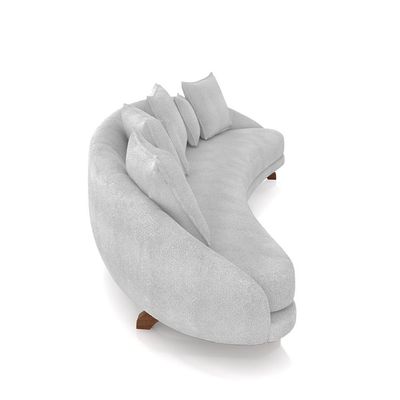 Sofá Living 3 Lugares 265cm Pés Madeira Morales com Almofadas Bouclê Cinza G52 - Gran Belo