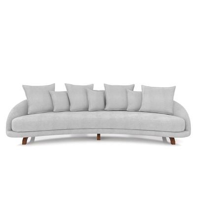 Sofá Living 3 Lugares 265cm Pés Madeira Morales com Almofadas Bouclê Cinza G52 - Gran Belo